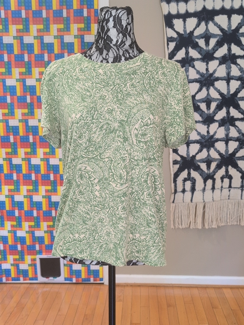 Sanctuary Green Paisley Short Sleeve Crew Tee